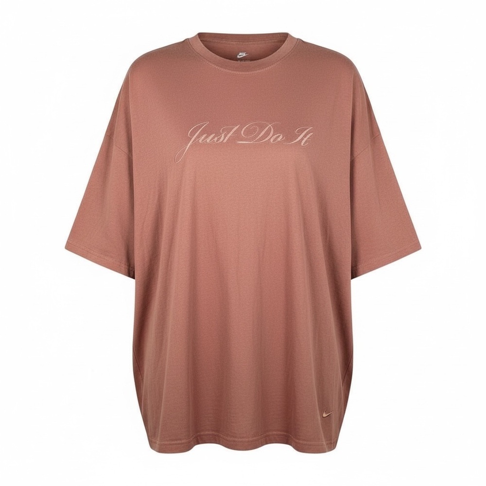 Nike Just Do It T-Shirt Women’s XS Oversized Loose Fit Brown Graphic Tee